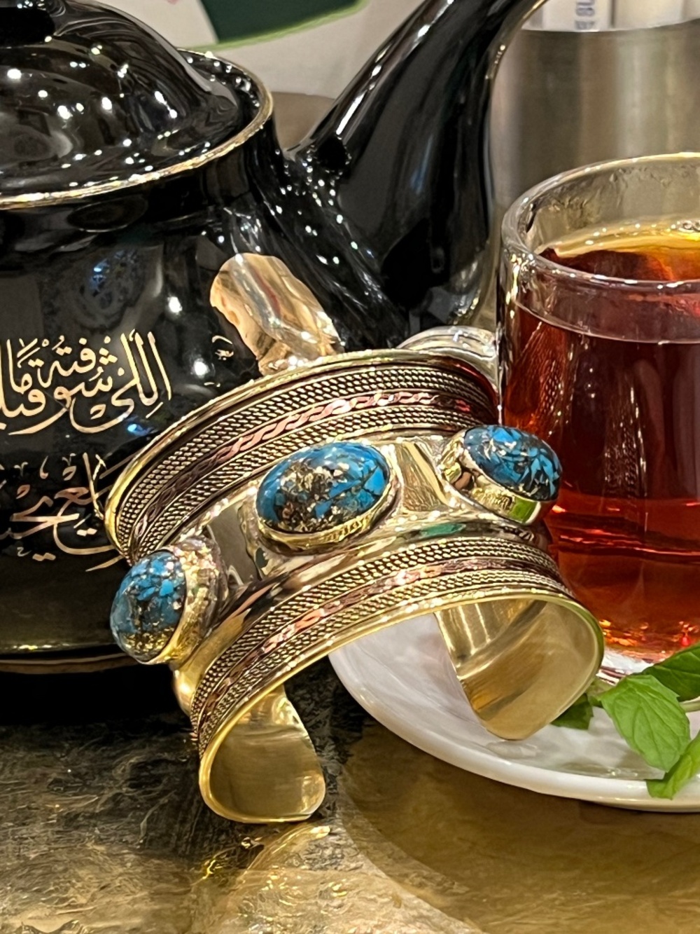 Egyptian Jewelled Brass Cuff